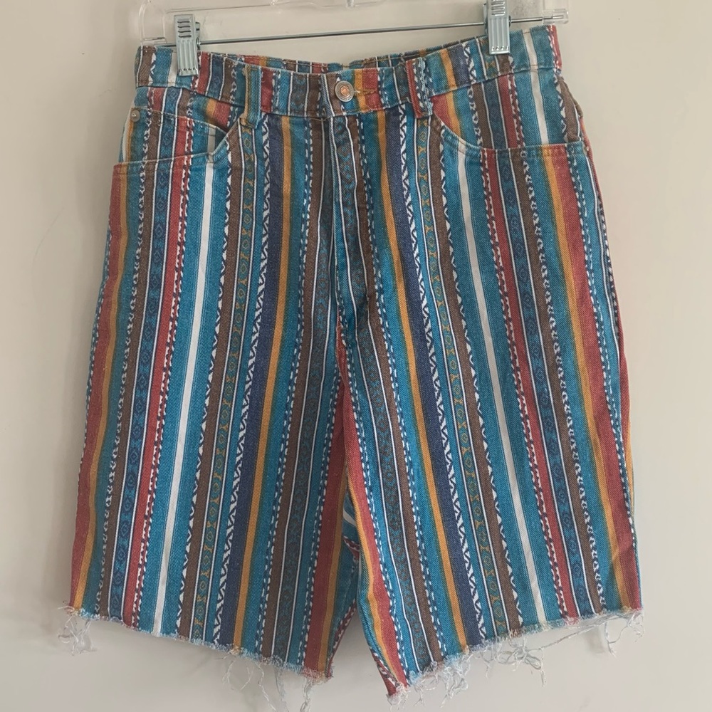 Vintage Lerner Aztec Pattern Cut-Off Shorts size 10